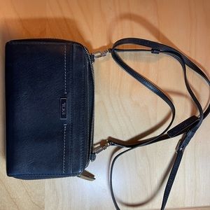 Tumi Black Leather Crossbody Wallet